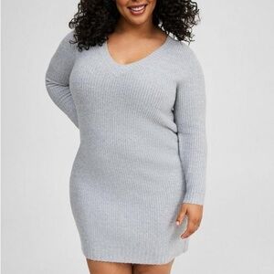 Torrid Light Gray Ribbed Knit Sweater Dress 5X